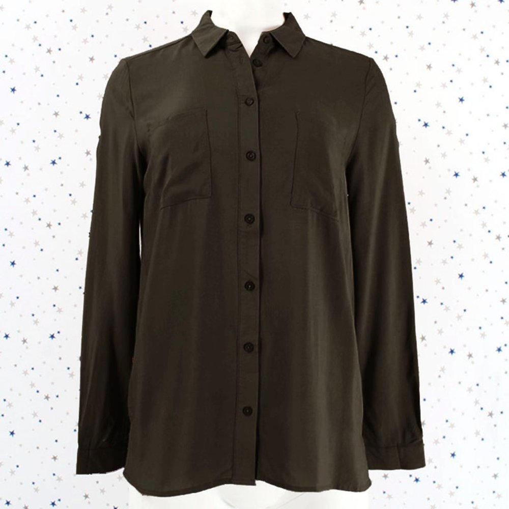 Classic Button Up Dress Shirt Olive